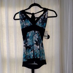 Tempted hearts, black and blue floral halter top